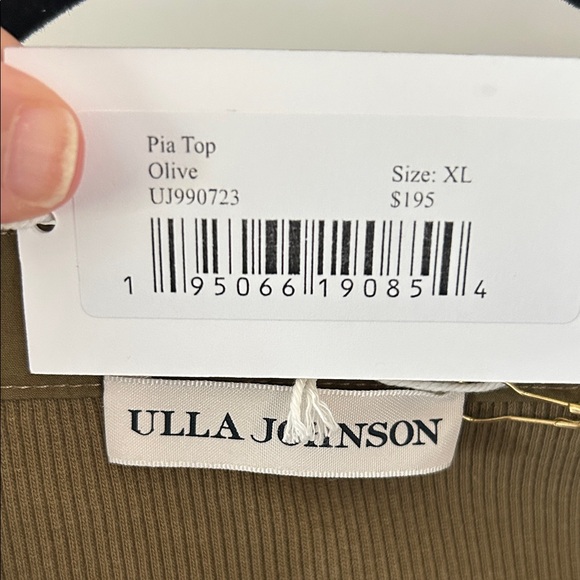 NWT Ulla Johnson Pía Ribbed Cotton Poplin Sleeve Top Khaki green - Picture 8 of 8